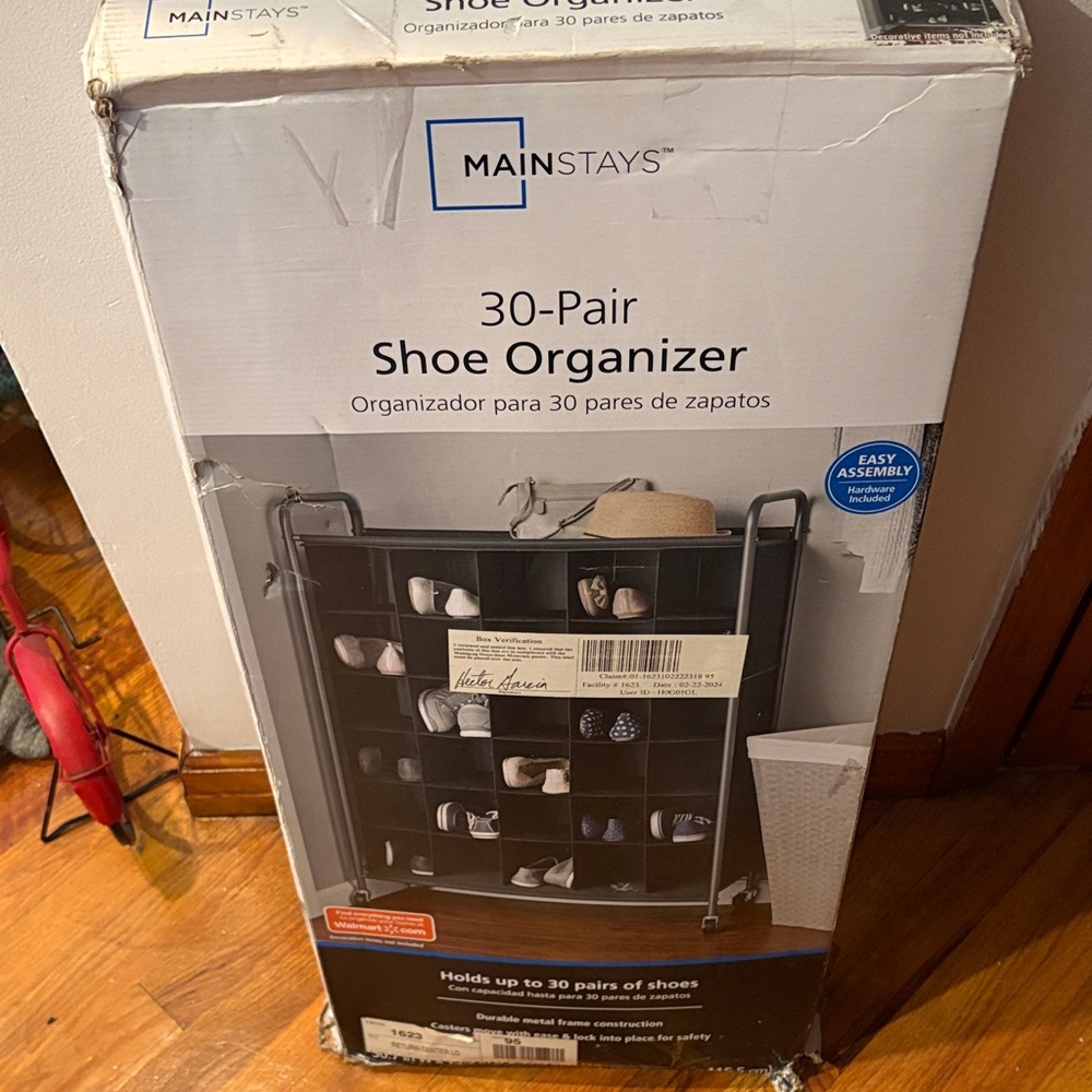 Mainstays Black Shoe Organizer for 30 Pairs